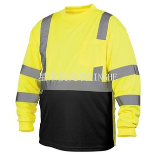 Czarny T-shirt z długim rękawem Hi-Viz