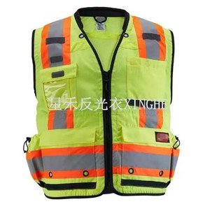 Żółta kamizelka odblaskowa klasy 2 dla inspektorów z 27-kieszeniami